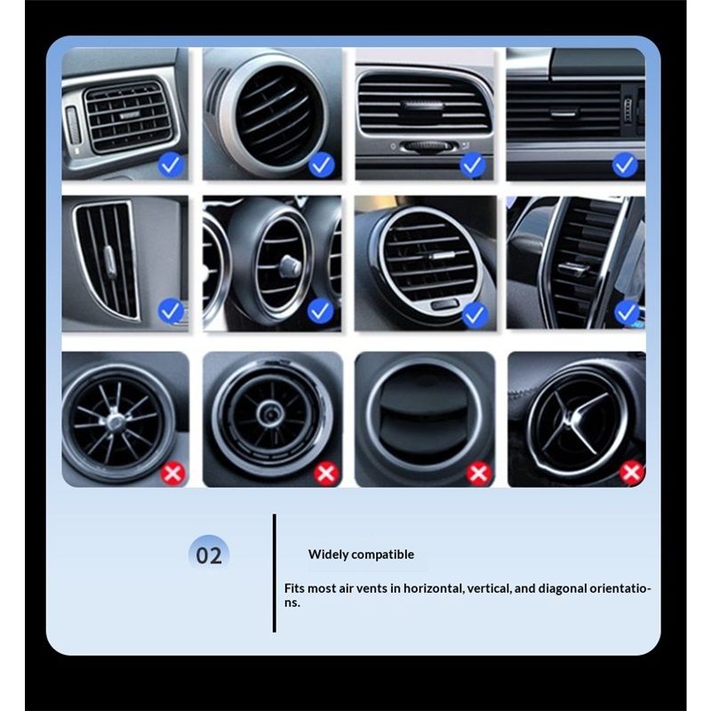 Firm-hold Air Vent Car Phone Holder ,Rotatable Universal Phone Mount with Adjustable Wide Hook,Anti-vibration,Single-press Release,Heat-resistant - Image 5
