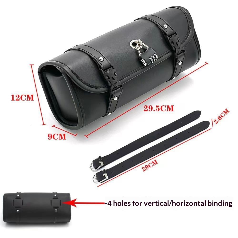 Universal Motorcycle Fork Handlebar Tool Bag Cycling Bag Waterproof Black, Handlebar Bag Storage Tool Bag-29.5cm - Image 5