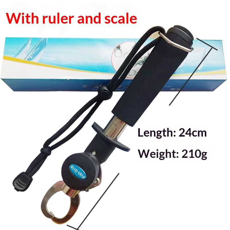 Fish Lip Gripper with Weight Scale and Measuring Tape Fish Scales Grip Grabber Professional Fish Holder Stainless Steel Fish Lip Grabber Fish Lip Grip Tool - Image 4