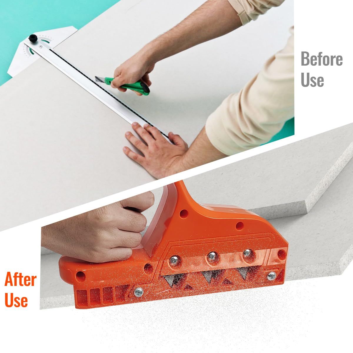 Plasterboard Fast Cutter, 45°+60°Plasterboard Edger,Drywall Chamfer Woodworking Hand Tool, Gypsum Board Hand Plane with 10 Blades - Image 2