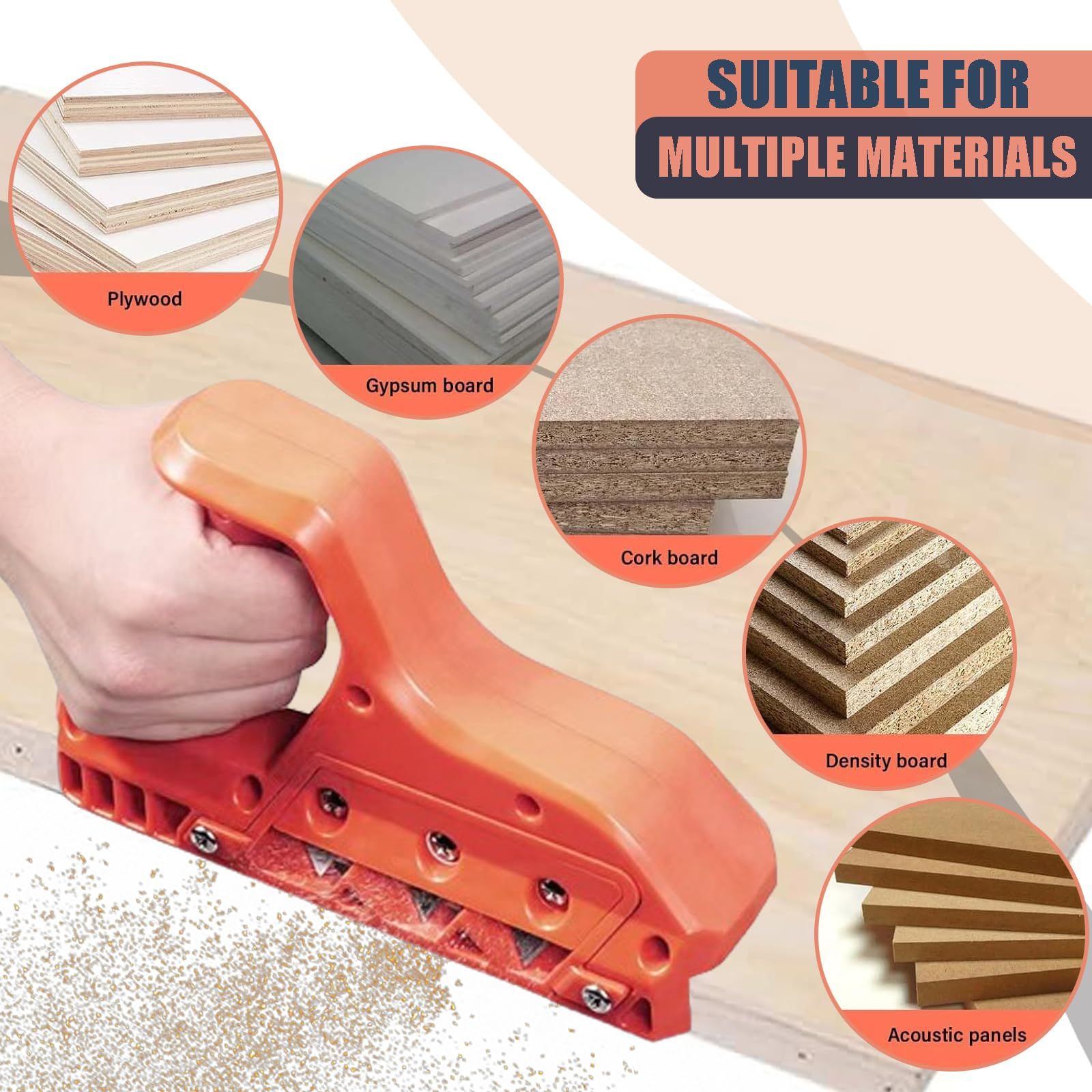 Plasterboard Fast Cutter, 45°+60°Plasterboard Edger,Drywall Chamfer Woodworking Hand Tool, Gypsum Board Hand Plane with 10 Blades - Image 3