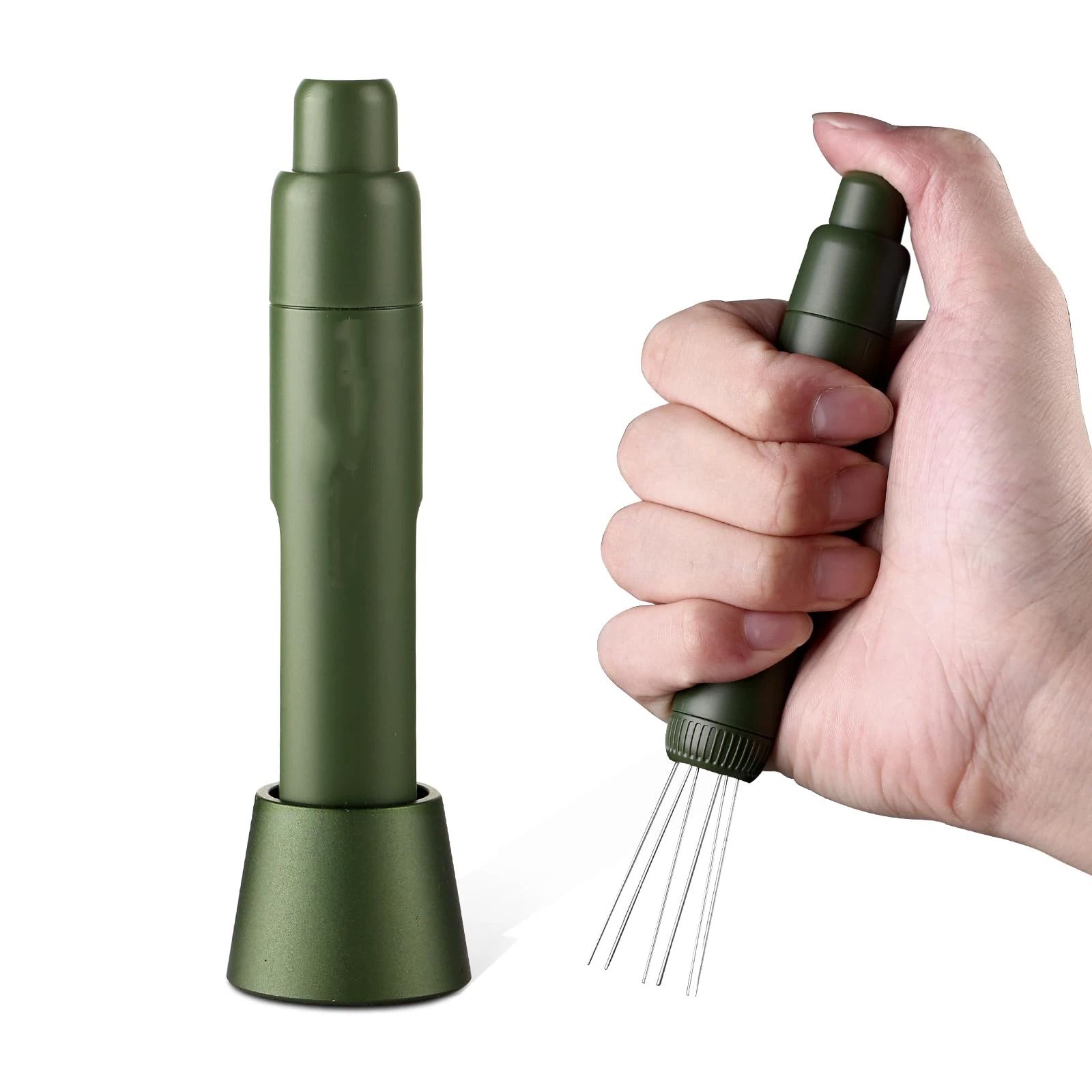 Retractable Espresso Stirrer Tools for Barista, Magnetic  Espresso Distribution Tool with Stainless Steel Needles (Green) - Image 1