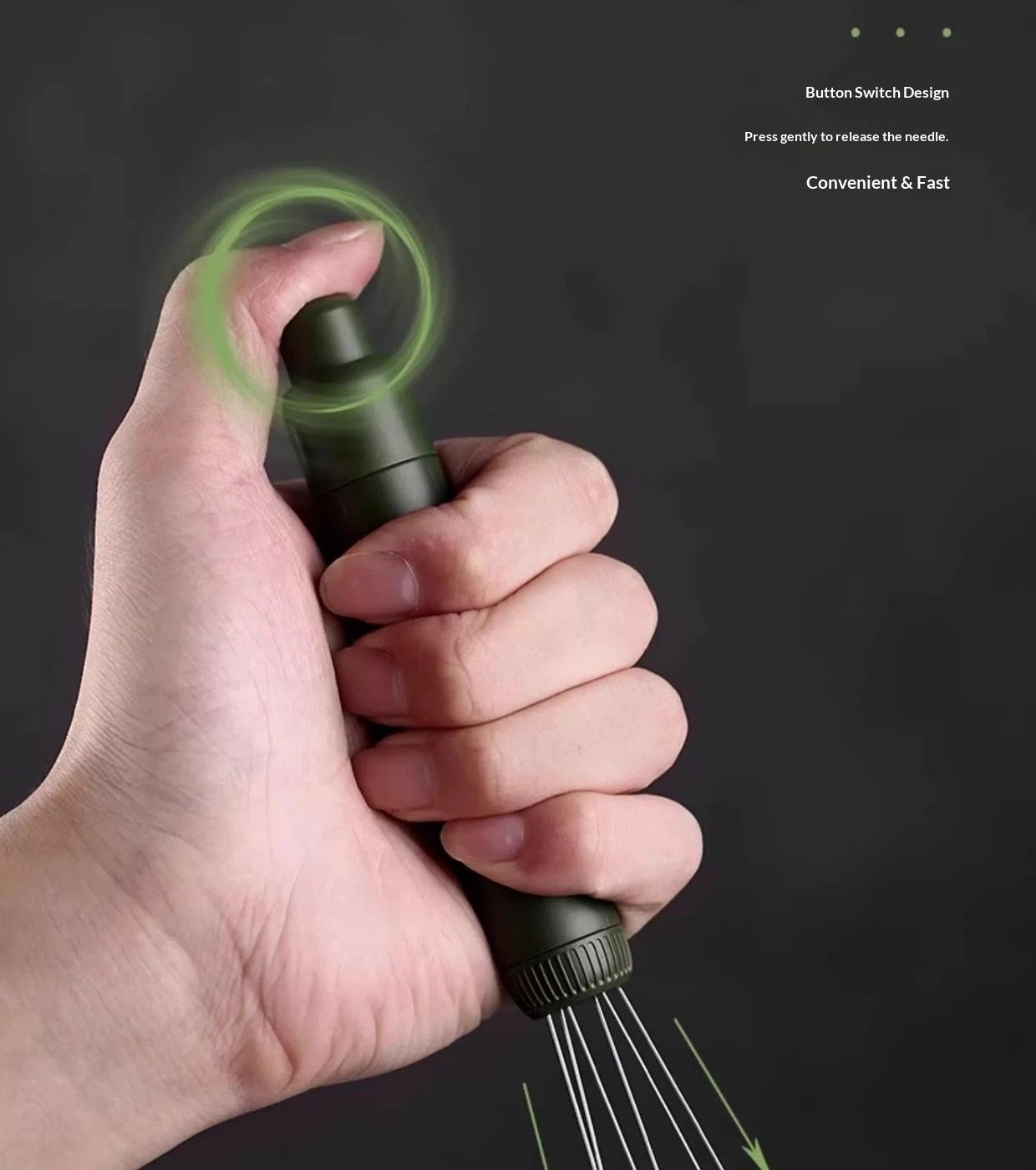 Retractable Espresso Stirrer Tools for Barista, Magnetic  Espresso Distribution Tool with Stainless Steel Needles (Green) - Image 3