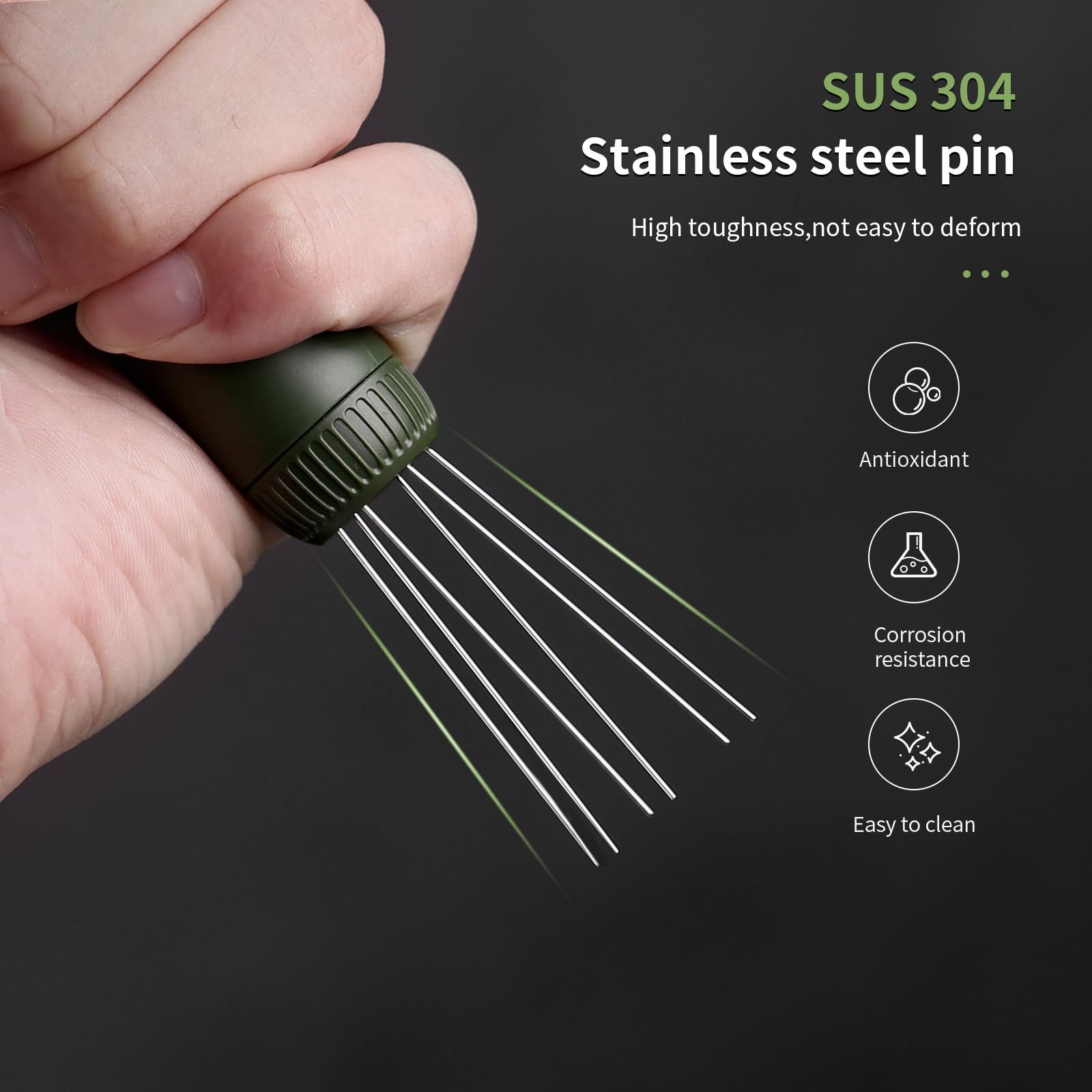 Retractable Espresso Stirrer Tools for Barista, Magnetic  Espresso Distribution Tool with Stainless Steel Needles (Green) - Image 4