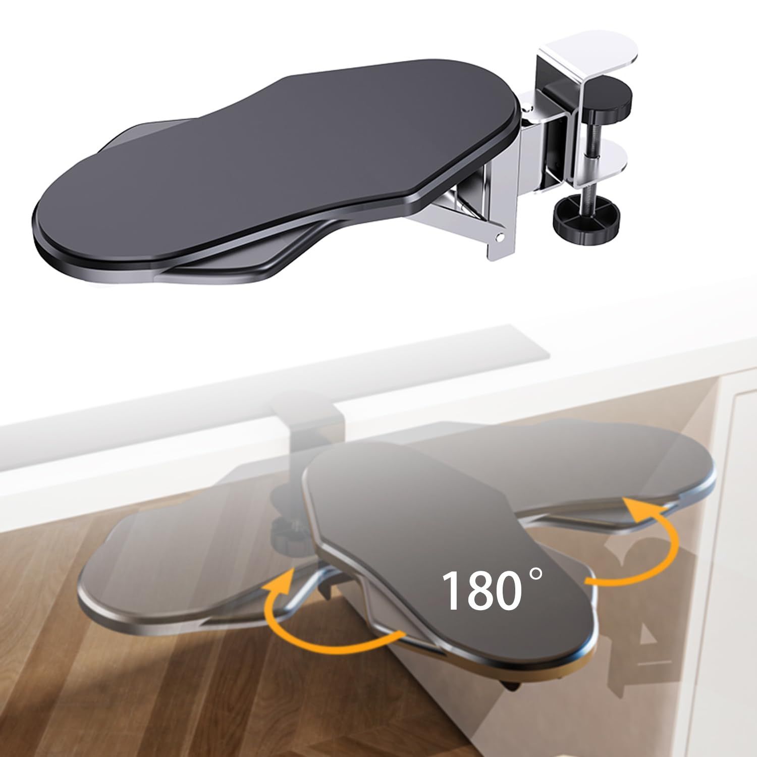 Computer Adjustable Ergonomic Arm Rest for Desk, 180° Rotating and 90° Folding Arm Support, Suitable for Office and Home Use（black） - Image 2