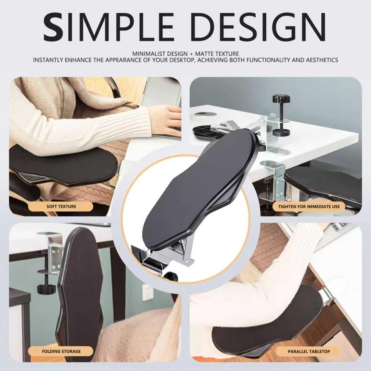 Computer Adjustable Ergonomic Arm Rest for Desk, 180° Rotating and 90° Folding Arm Support, Suitable for Office and Home Use（black） - Image 3