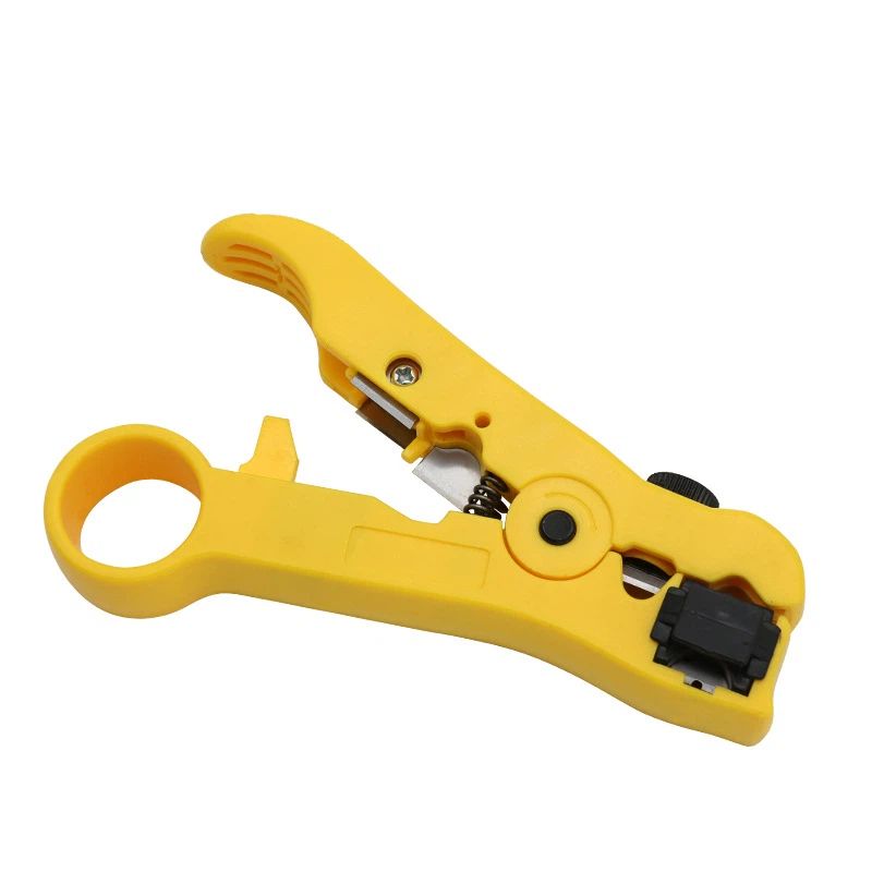 All-In-One Stripping Tool Universal Cable Wire Stripper, Coaxial Cable andWire Cutting Tool Multifunction Coax Stripper for Flat or Round Yellow - Image 1