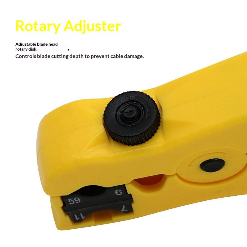All-In-One Stripping Tool Universal Cable Wire Stripper, Coaxial Cable andWire Cutting Tool Multifunction Coax Stripper for Flat or Round Yellow - Image 2