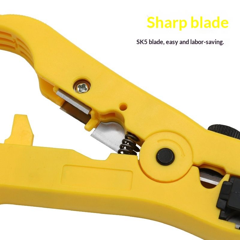 All-In-One Stripping Tool Universal Cable Wire Stripper, Coaxial Cable andWire Cutting Tool Multifunction Coax Stripper for Flat or Round Yellow - Image 3