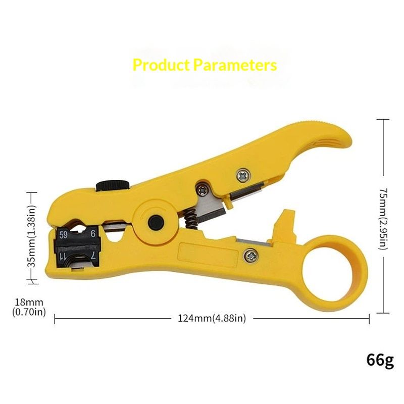 All-In-One Stripping Tool Universal Cable Wire Stripper, Coaxial Cable andWire Cutting Tool Multifunction Coax Stripper for Flat or Round Yellow - Image 5