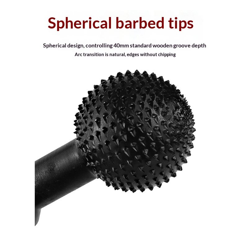 Ball Gouge Angle Grinder Attachment - 360° Sphere Rotary Burr for Rapid Wood Carving, Heavy-Duty Steel Spherical Grinding Head with Abrasive Teeth（ Interface 10MM） - Image 2