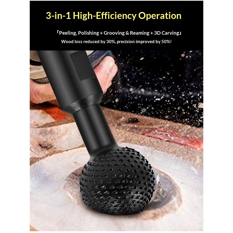 Ball Gouge Angle Grinder Attachment - 360° Sphere Rotary Burr for Rapid Wood Carving, Heavy-Duty Steel Spherical Grinding Head with Abrasive Teeth（ Interface 10MM） - Image 3