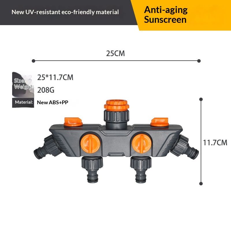4-Way Distributor, 4 Ports, Orange, Metal/Plastic, Ball Valve, Garden Valve, Connector, Distributor - Image 5