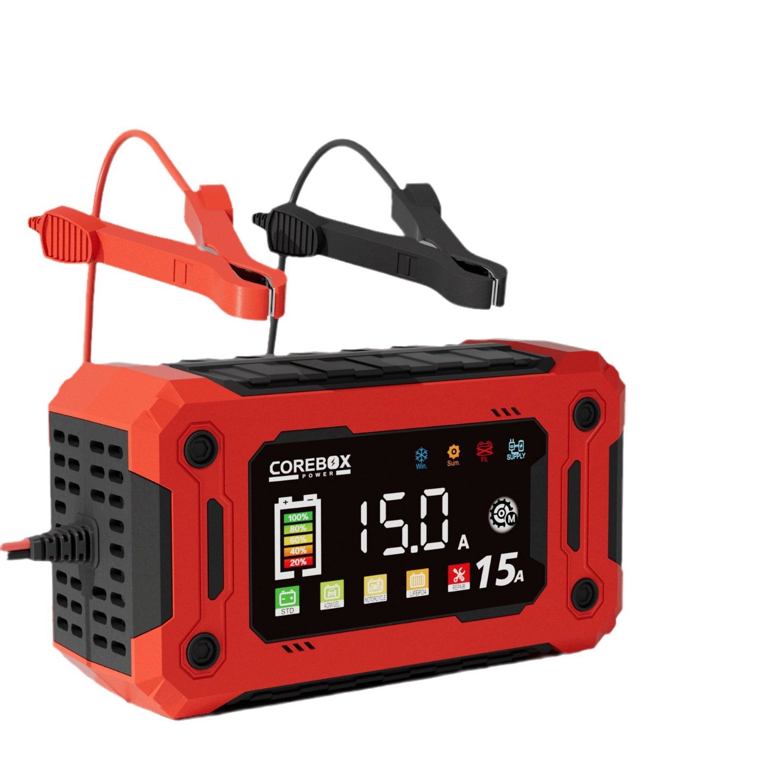 15-Amp Battery Charger, 12V  Lithium iron phosphate battery Car Battery Charger Trickle Charger Smart Battery Maintainer w/Temp Compensation for Car Truck Lawn Mower Boat Marine - Image 1
