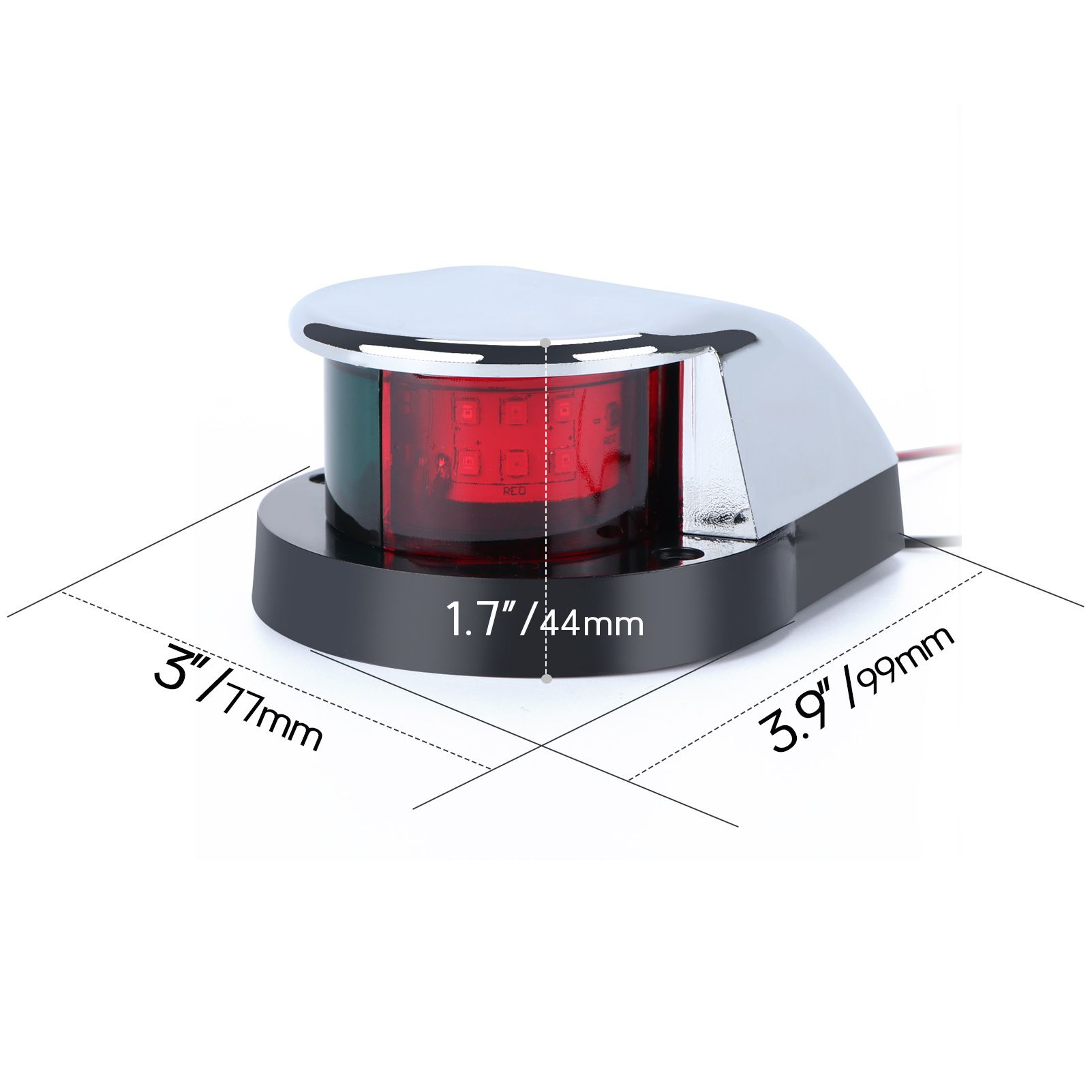 2pcs LED Boat Navigation Light Red and Green LED Marine Navigation Light Boat Bow Light for Pontoon and Small Boat (Silver) - Image 3