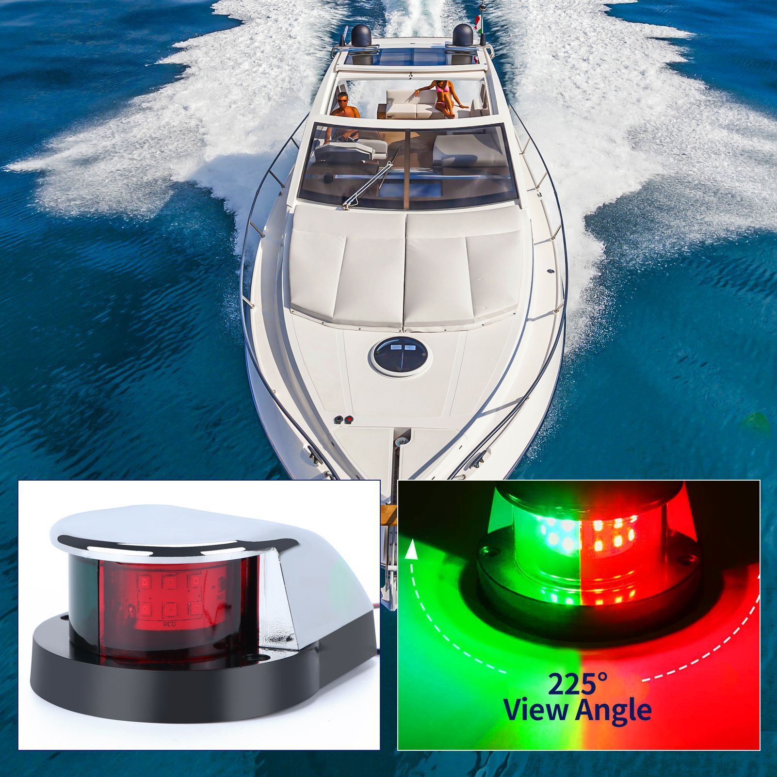 2pcs LED Boat Navigation Light Red and Green LED Marine Navigation Light Boat Bow Light for Pontoon and Small Boat (Silver) - Image 5