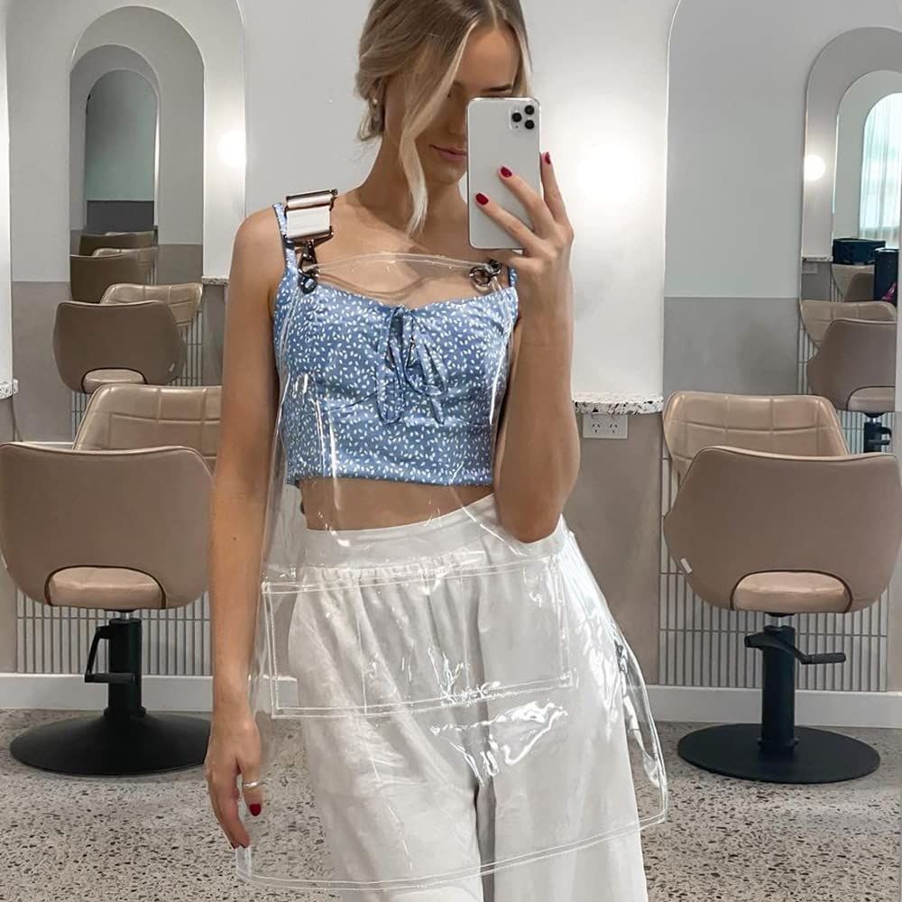 Hair Stylis Apron for Salon Barber Cross-back Hairdresser Waterproof Work Apron With 3 Pockets（White woven ribbon 30 silk short style） - Image 4