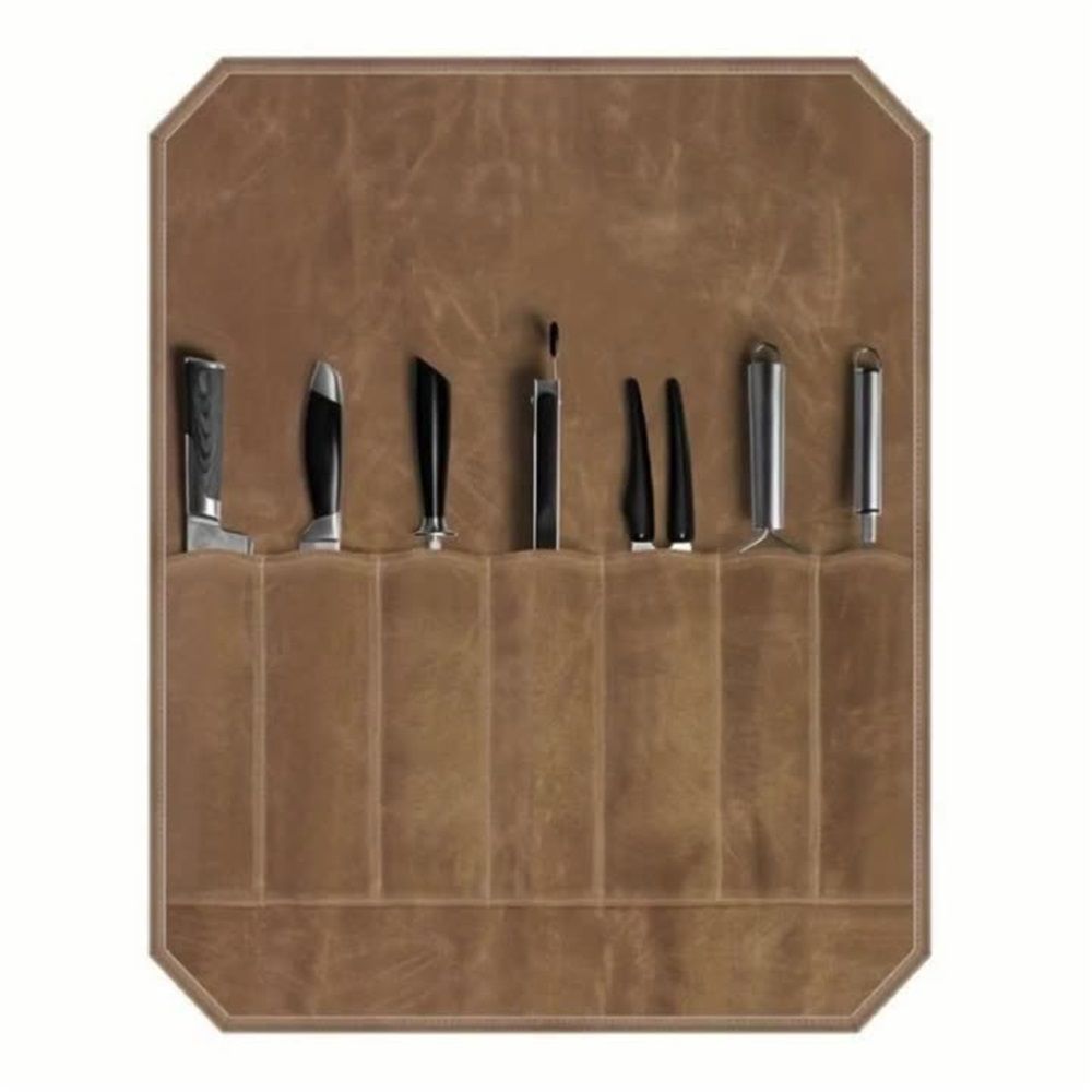 Chef’s Knife Roll Case, Waxed Canvas Cutlery Knives Holders Protectors, Home Kitchen Cooking Tools And Utensils Wrap Bag Wallet,  Travel Tool Roll Pouch  Khaki (Bag Only) - Image 2