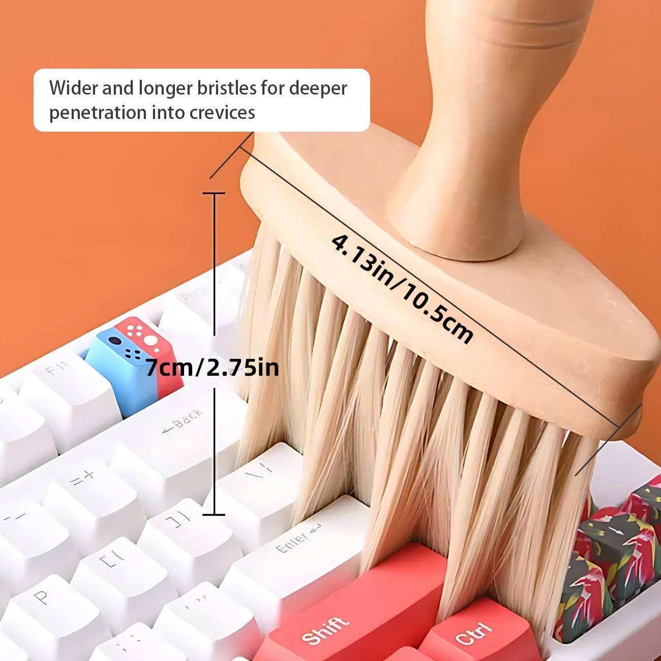 2Pcs Non Static Double Sided Instrument Dust Removal Brush，Wooden Keyboard Cleaning Brush for Keyboards Pianos Synthesizers（2pcs beech ） - Image 4