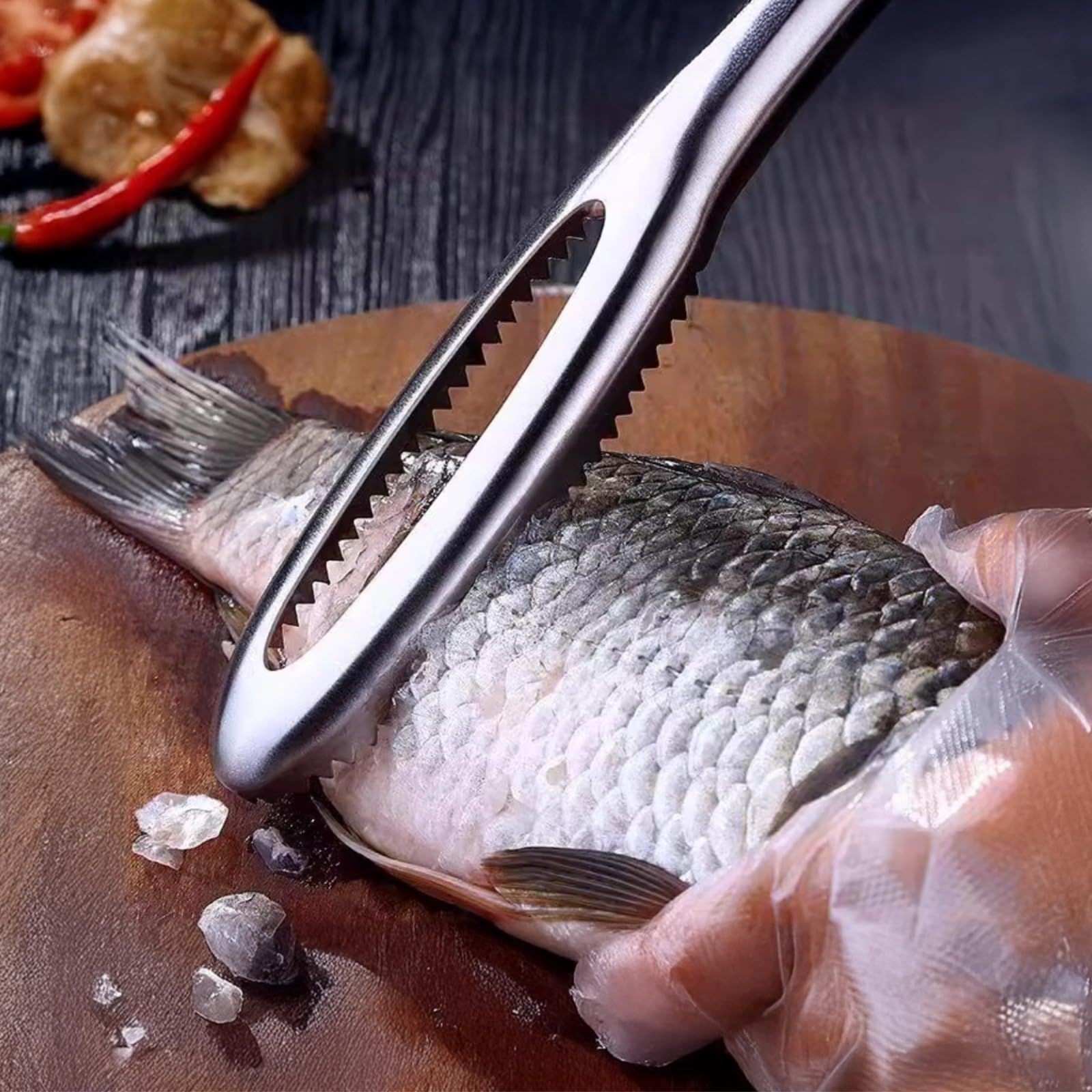 Fish Scale Remover, Stainless Steel Fish Scaler Easy Use Fish Descaler Tool,Fish Scaler Remover Lung Remover for Family Kitchen,Easy to Clean Kitchen Tool 2pcs - Image 2