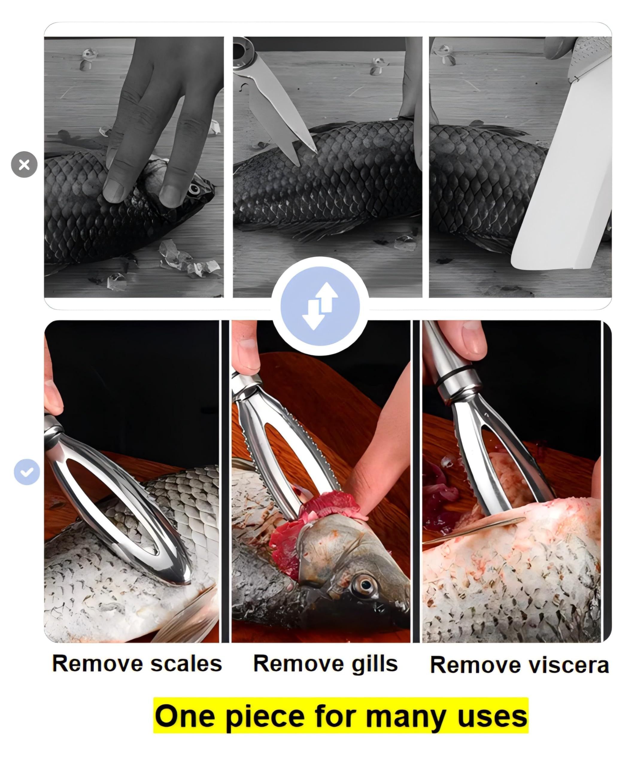 Fish Scale Remover, Stainless Steel Fish Scaler Easy Use Fish Descaler Tool,Fish Scaler Remover Lung Remover for Family Kitchen,Easy to Clean Kitchen Tool 2pcs - Image 4