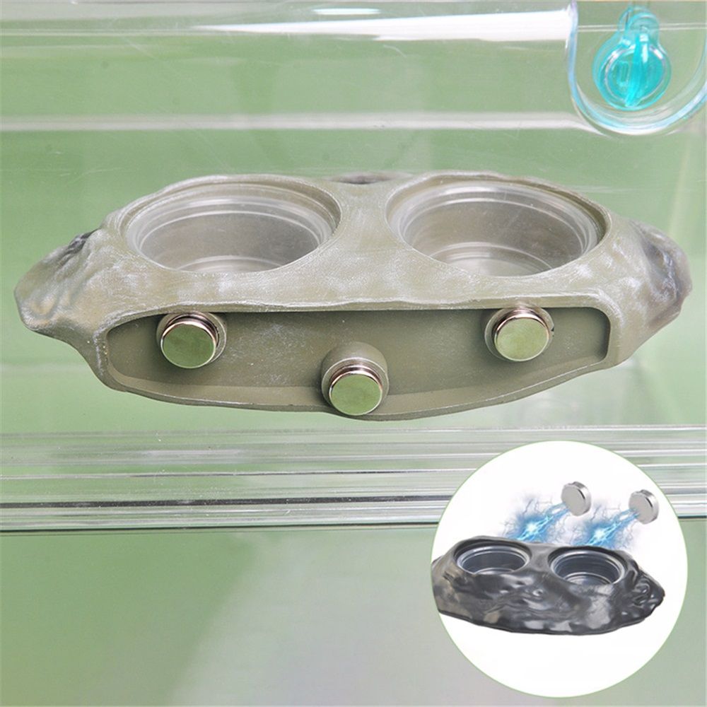 Tree dwelling pet food bowl lizard palace guard water bowl strong magnetic suspension fruit puree suction cup climbing pet feeder  with 4PCS Feeding Cups （cyan） - Image 2