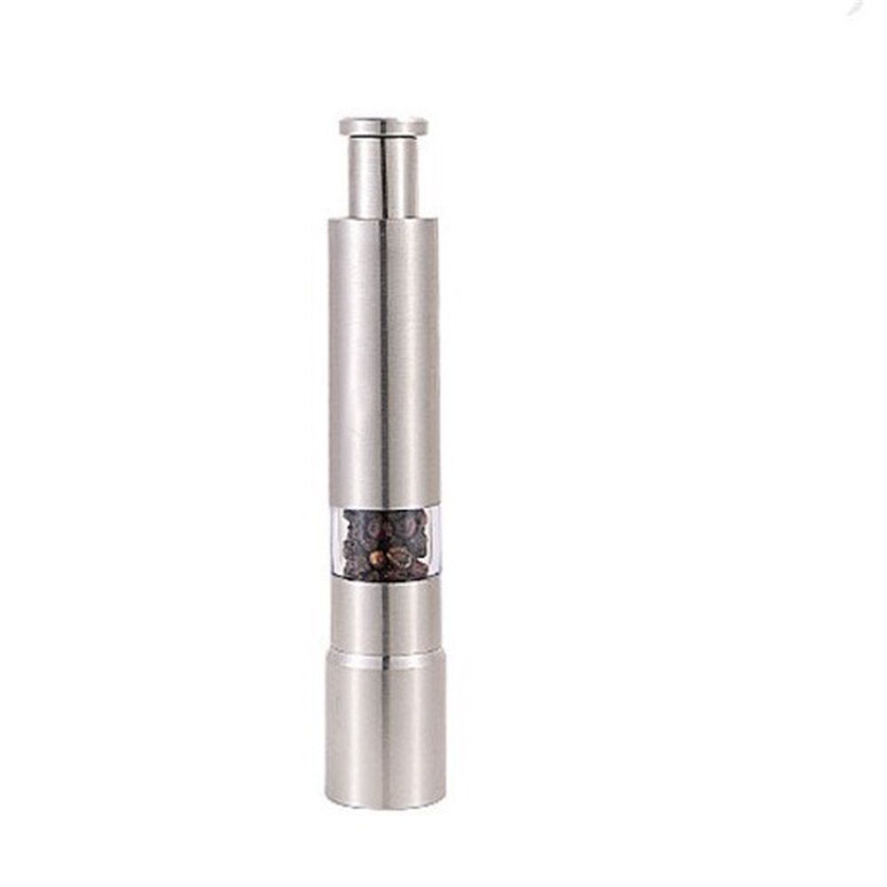 Stainless-Steel One-Handed Thumb Push Button Salt and Pepper Grinder For Black Pepper(Stainless steel spring built-in model) - Image 1