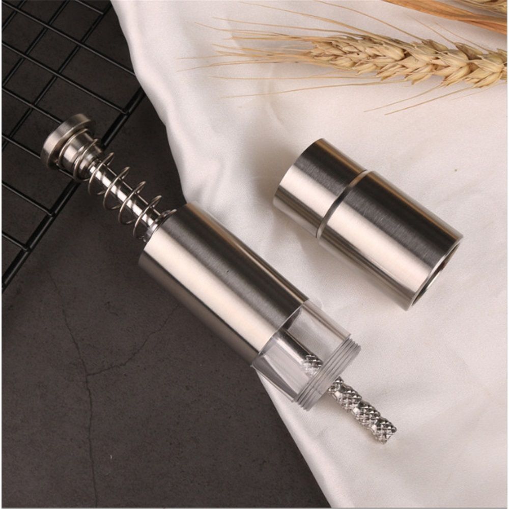 Stainless-Steel One-Handed Thumb Push Button Salt and Pepper Grinder For Black Pepper(Stainless steel spring built-in model) - Image 2