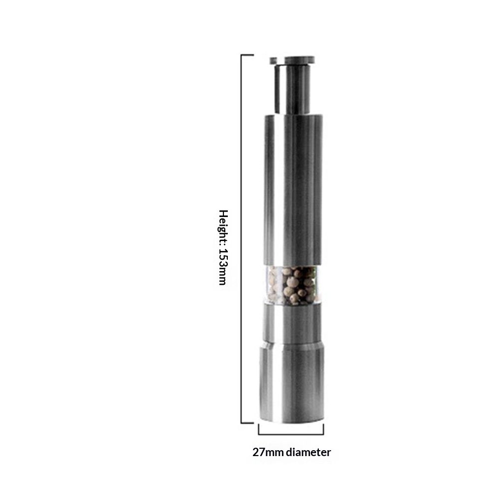 Stainless-Steel One-Handed Thumb Push Button Salt and Pepper Grinder For Black Pepper(Stainless steel spring built-in model) - Image 5