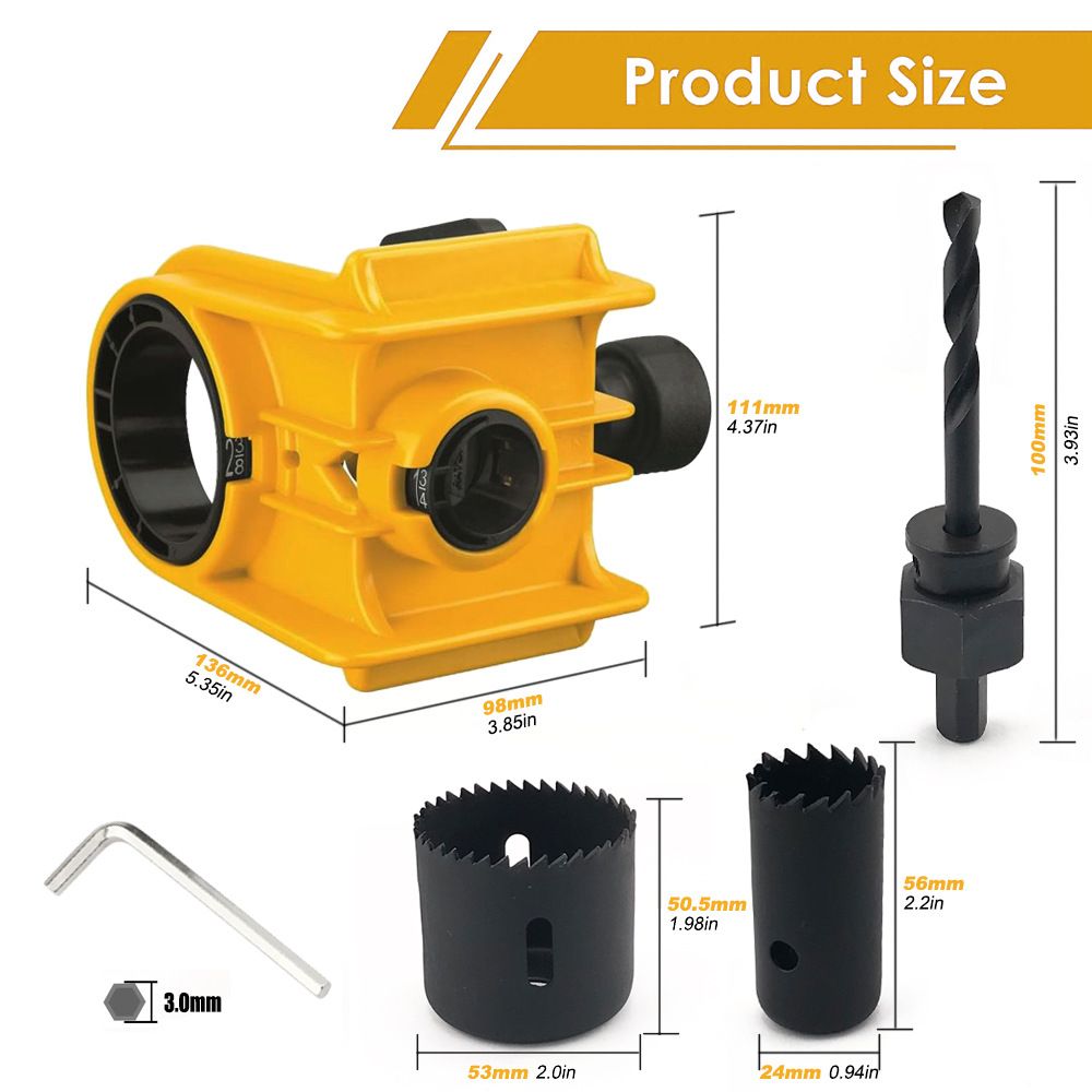 Door Lock Installation Kit,  For Metal or Wood Doors, 2 Adjustable Bushings, Easy Installation  with Hole Saw & Anti-Warp Backing Plates (Yellow) - Image 5