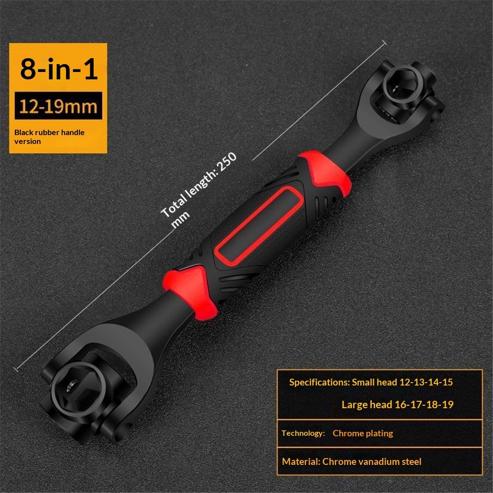 Universal Socket Wrench 8in 1 Wrench Multifunction Wrench Tool with 360 Degree Rotating Head, Spanner Tool for Home and Car Repair（Black） - Image 5