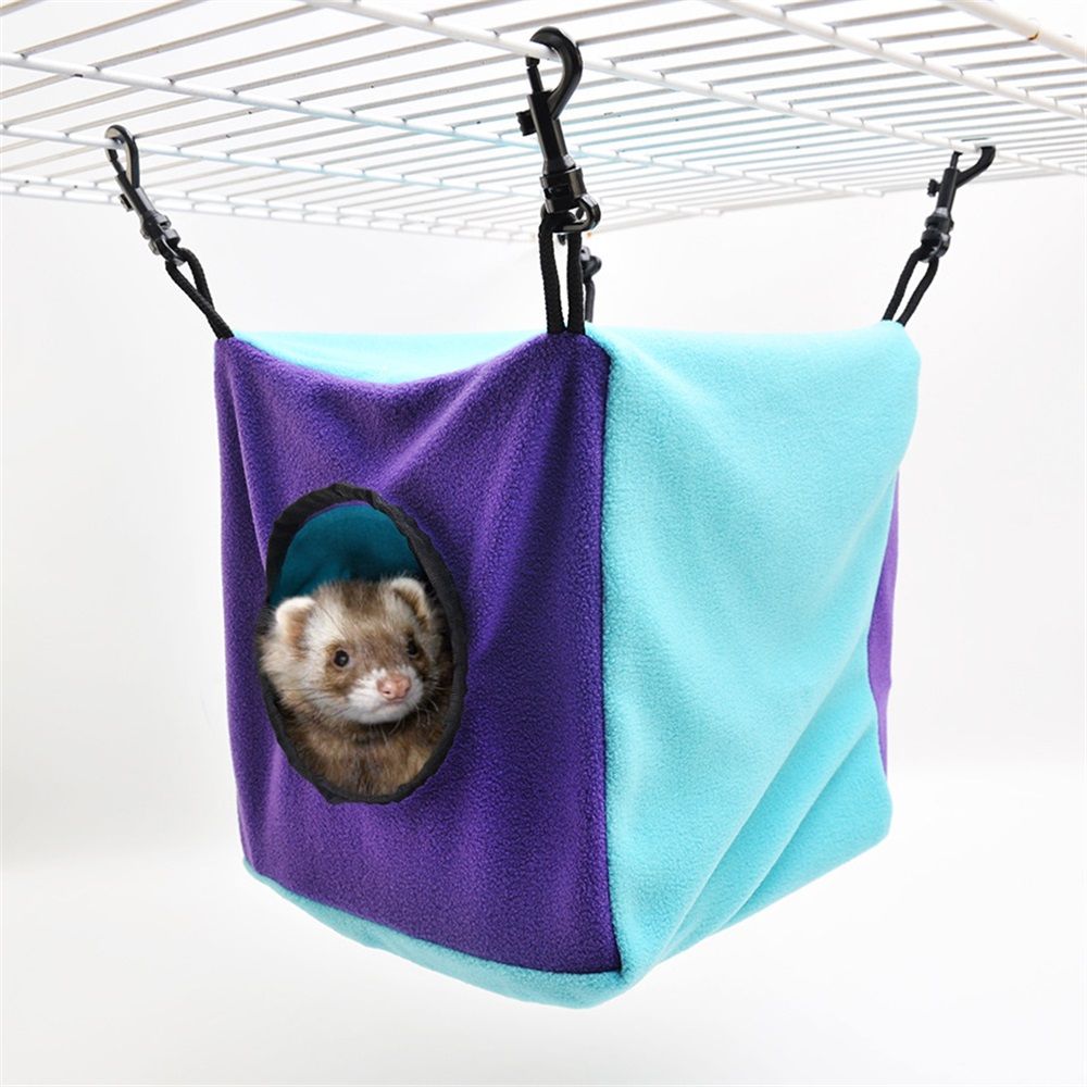 Small Animals Cube Hammock for Ferret, Rat, Chinchilla, Squirrel, Guinea Pig Cage Hanging Warm Hideout Bed - Image 2
