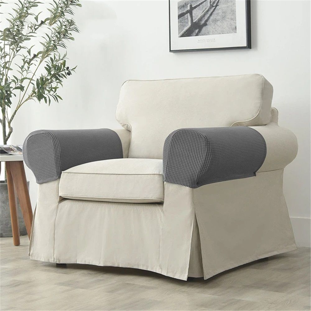 Machine washable household sofa armrests, chair covers, elastic sofa armrests covers (2-piece set of armrests, dark gray) - Image 1