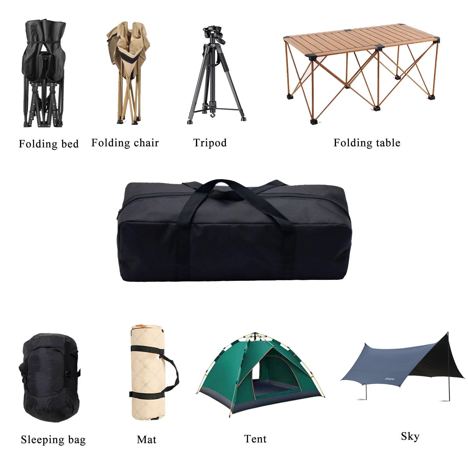 23.6x12.2x9.4 Inch Travel Duffle Bag (52L), Mid-Size Weekender for Overnight Trips, Camping, and Sports Gear Hauling, Water Resistant, Black - Image 5