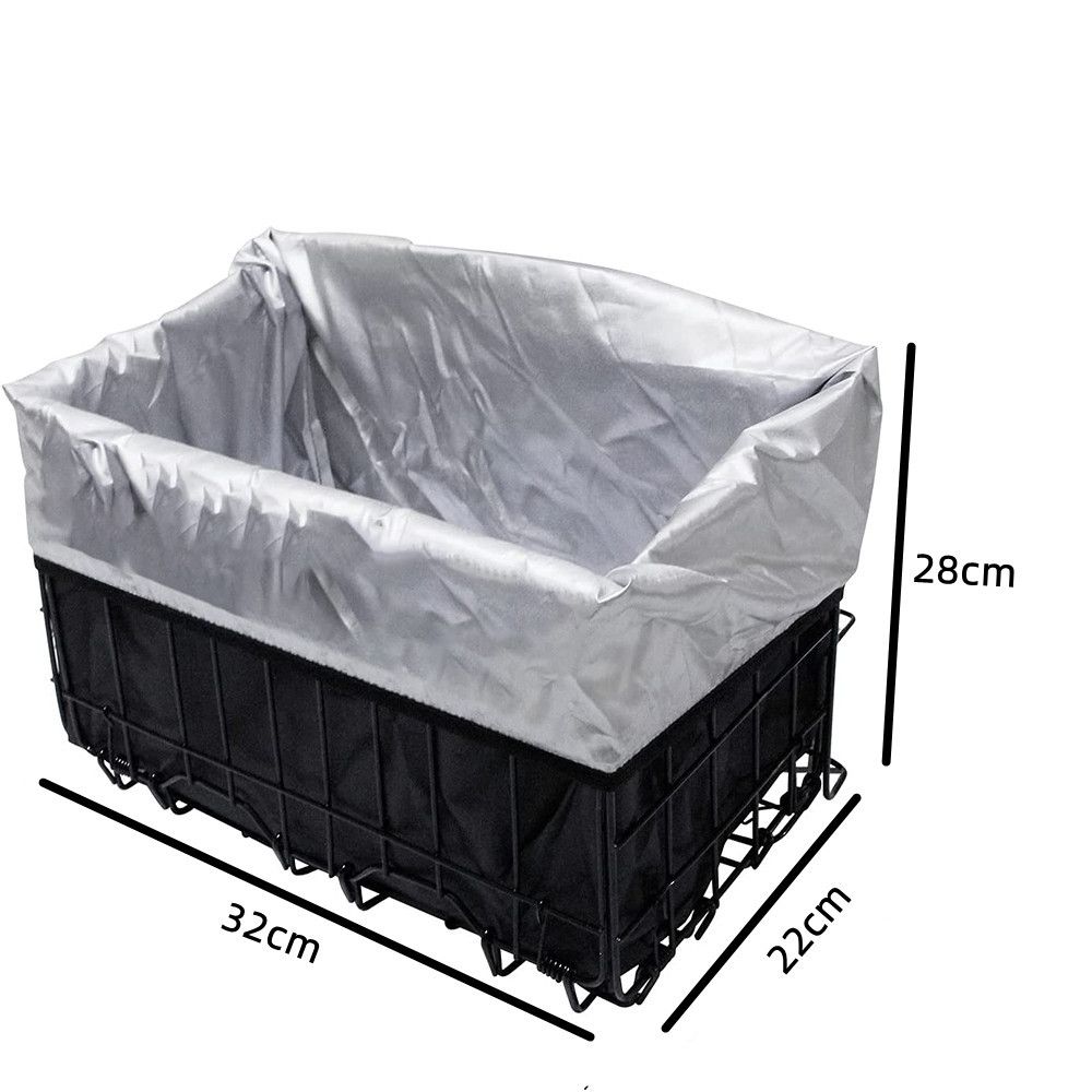 Wiel Bike Basket with Liner Rainproof Cover, Folding Bicycle Basket Easy Install to Front Handlebar or Rear Rack for Commuter Grocery Shopping Picnic - Image 4