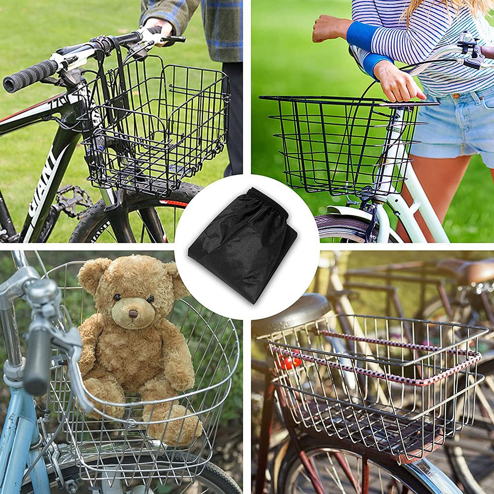 Wiel Bike Basket with Liner Rainproof Cover, Folding Bicycle Basket Easy Install to Front Handlebar or Rear Rack for Commuter Grocery Shopping Picnic - Image 5