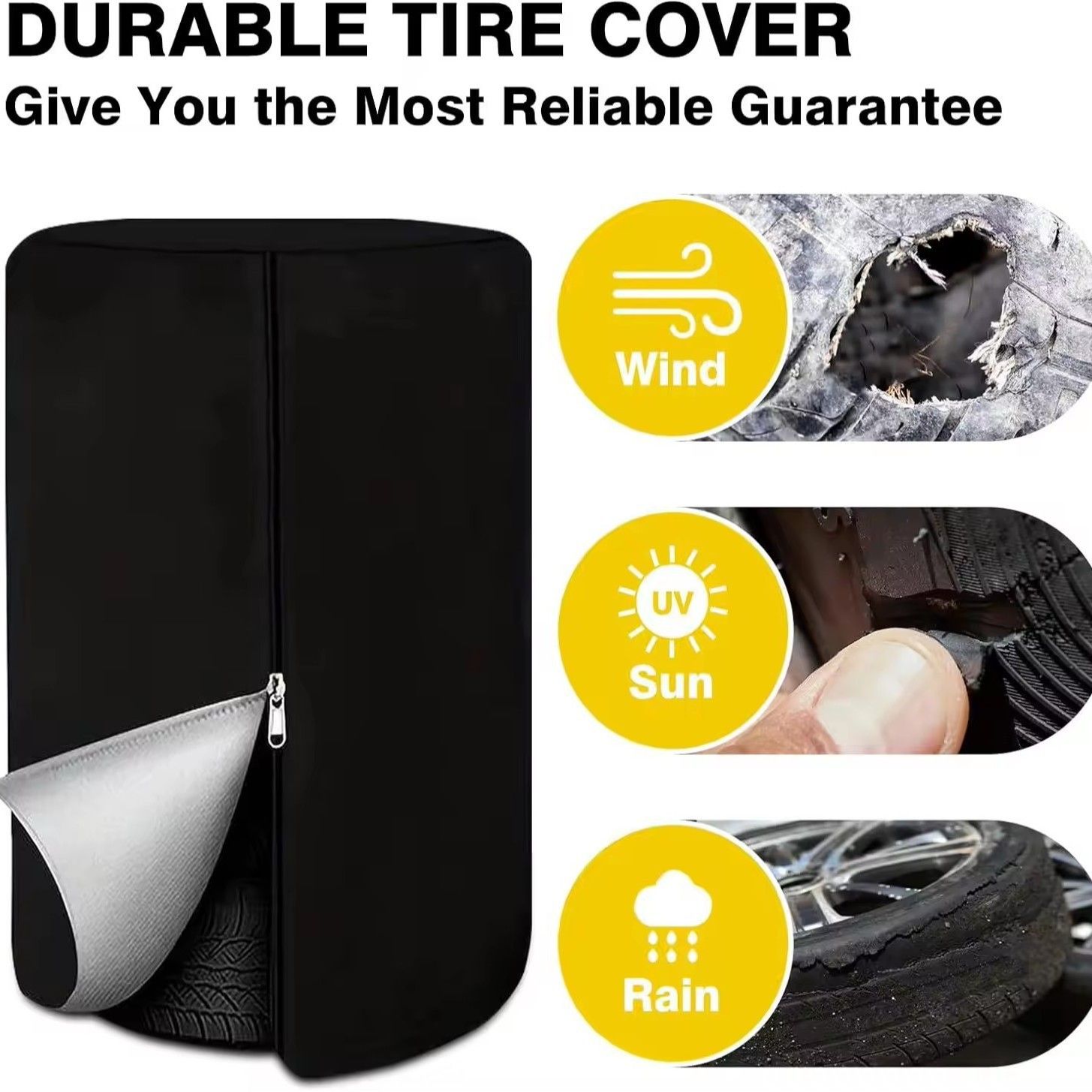 Tire Covers for Storage Large Tire Storage Bags Waterproof for Outdoor Indoor Update (Holding 4 Tires Up, Diameter 32