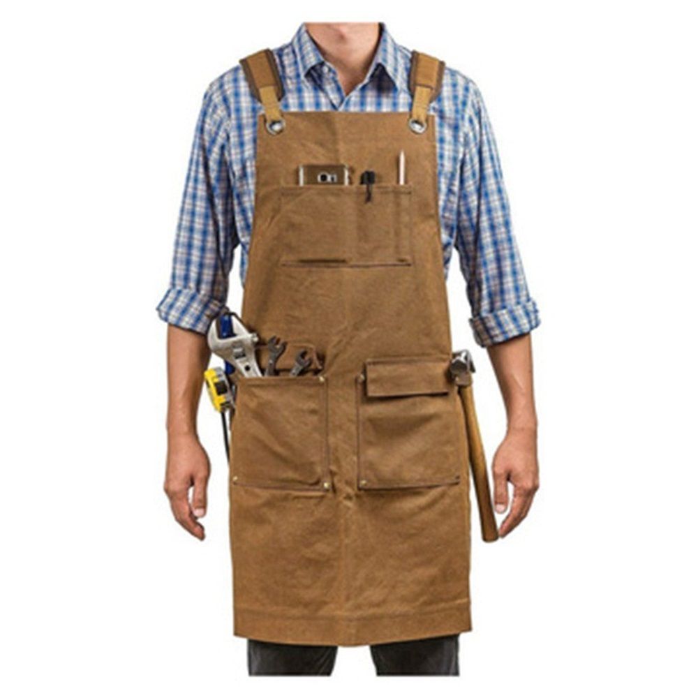 Woodworking Apron for Men Shop Apron Thick Canvas Work Apron with Tool Pockets,Carpentry Electrician Garden Work Clothes - Image 2
