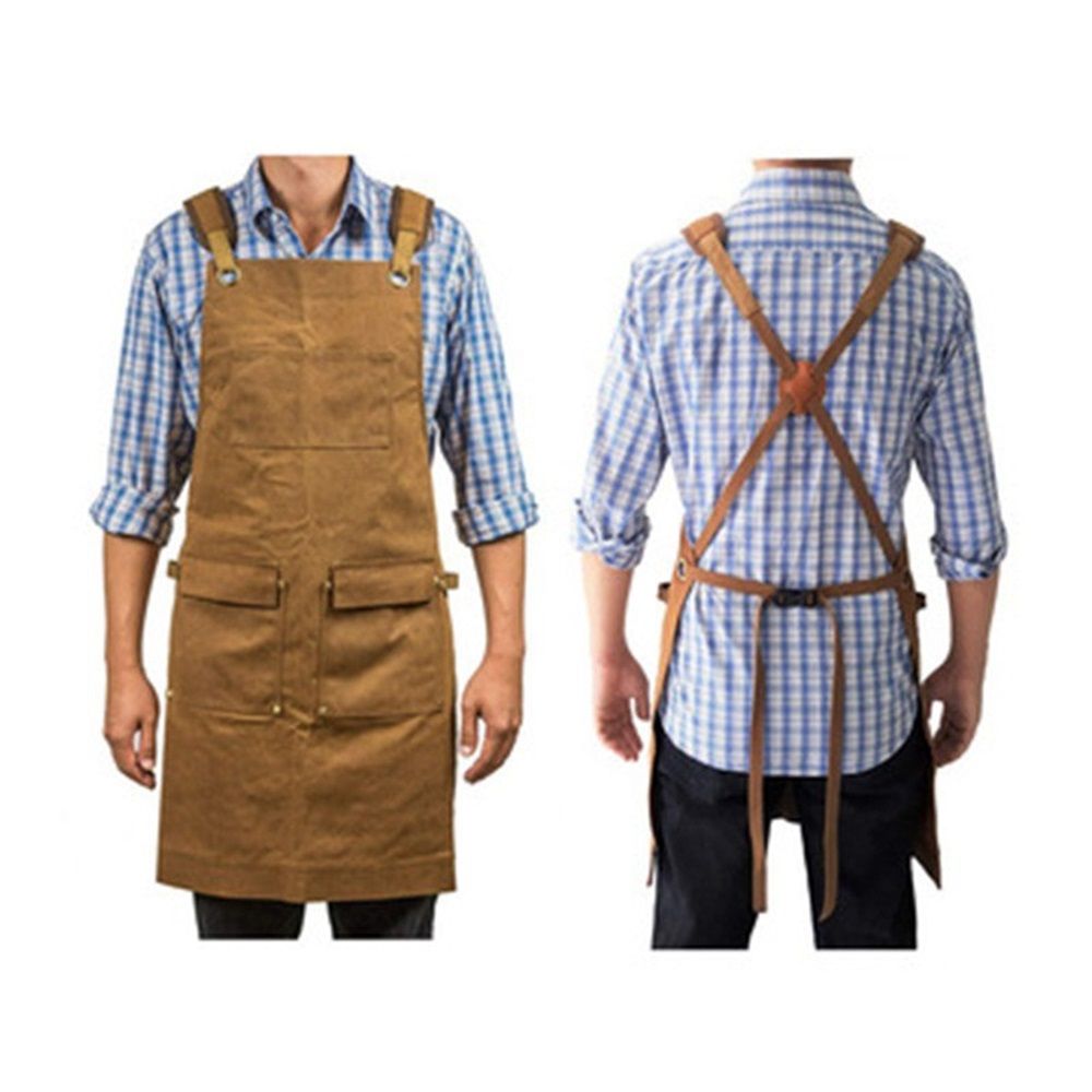 Woodworking Apron for Men Shop Apron Thick Canvas Work Apron with Tool Pockets,Carpentry Electrician Garden Work Clothes - Image 3