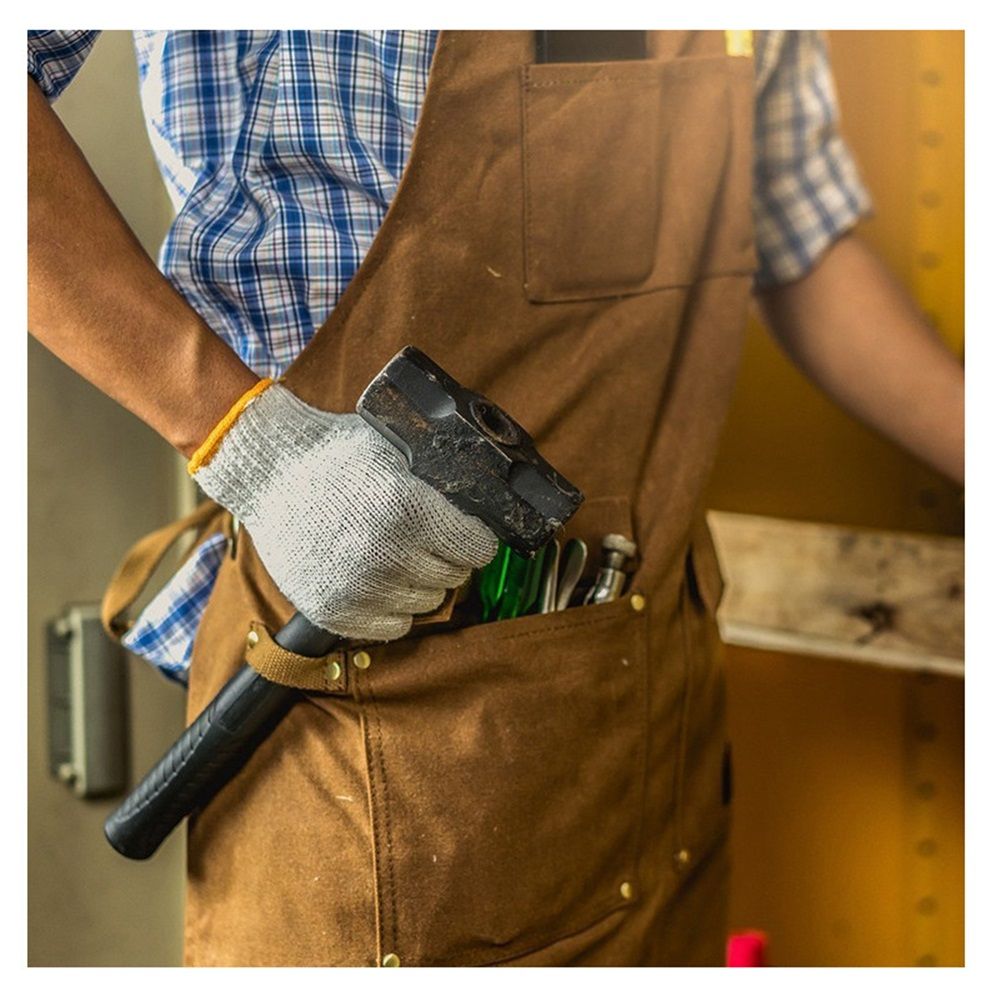 Woodworking Apron for Men Shop Apron Thick Canvas Work Apron with Tool Pockets,Carpentry Electrician Garden Work Clothes - Image 4