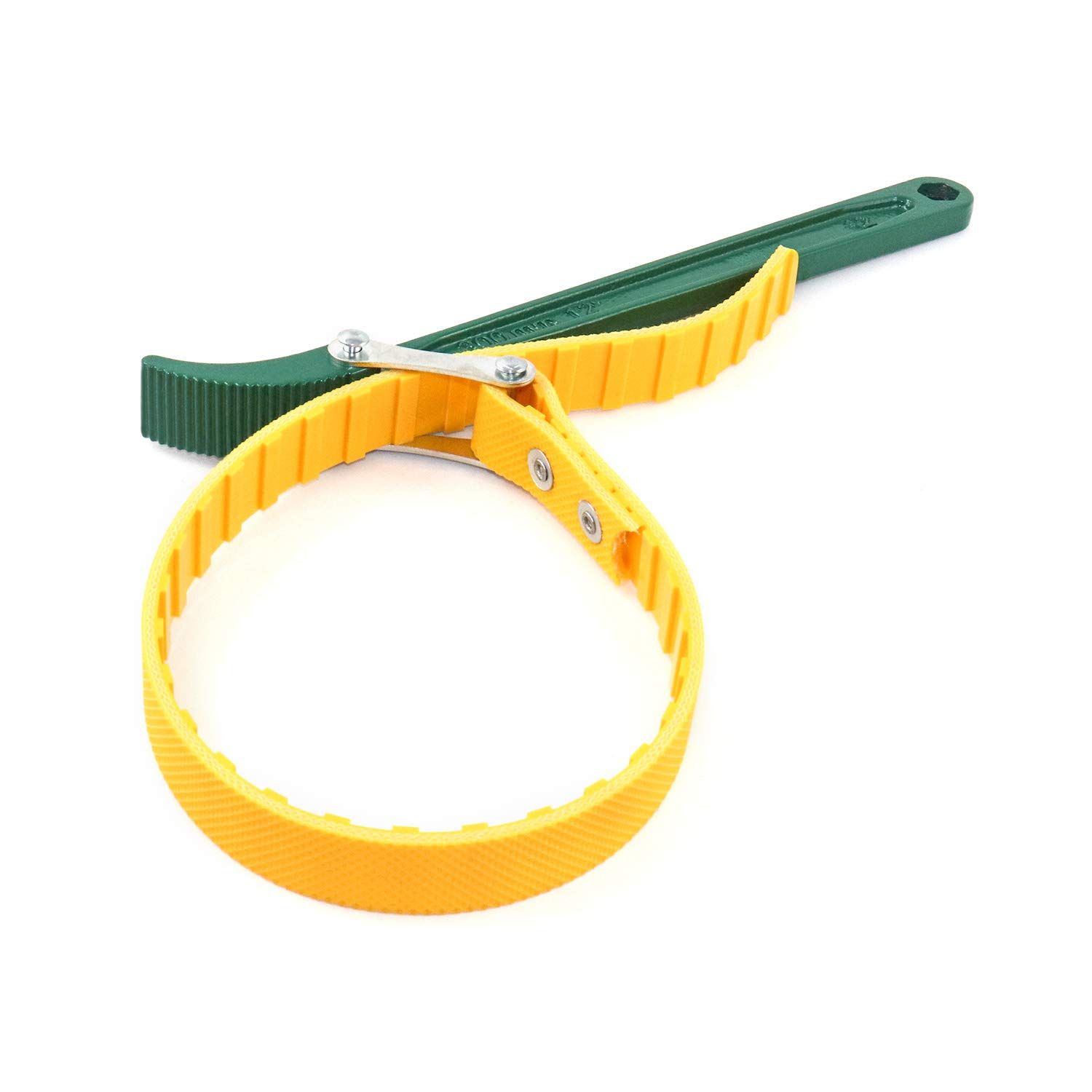Strap Wrench 12 Inches, Water Filter Wrench Steel Handle Adjustable Strap Wrench for Replacing Water Filter, Pipe Joints, Oil Filter, Swimming Pool Connection (Green Handle, Yellow Strap) - Image 3