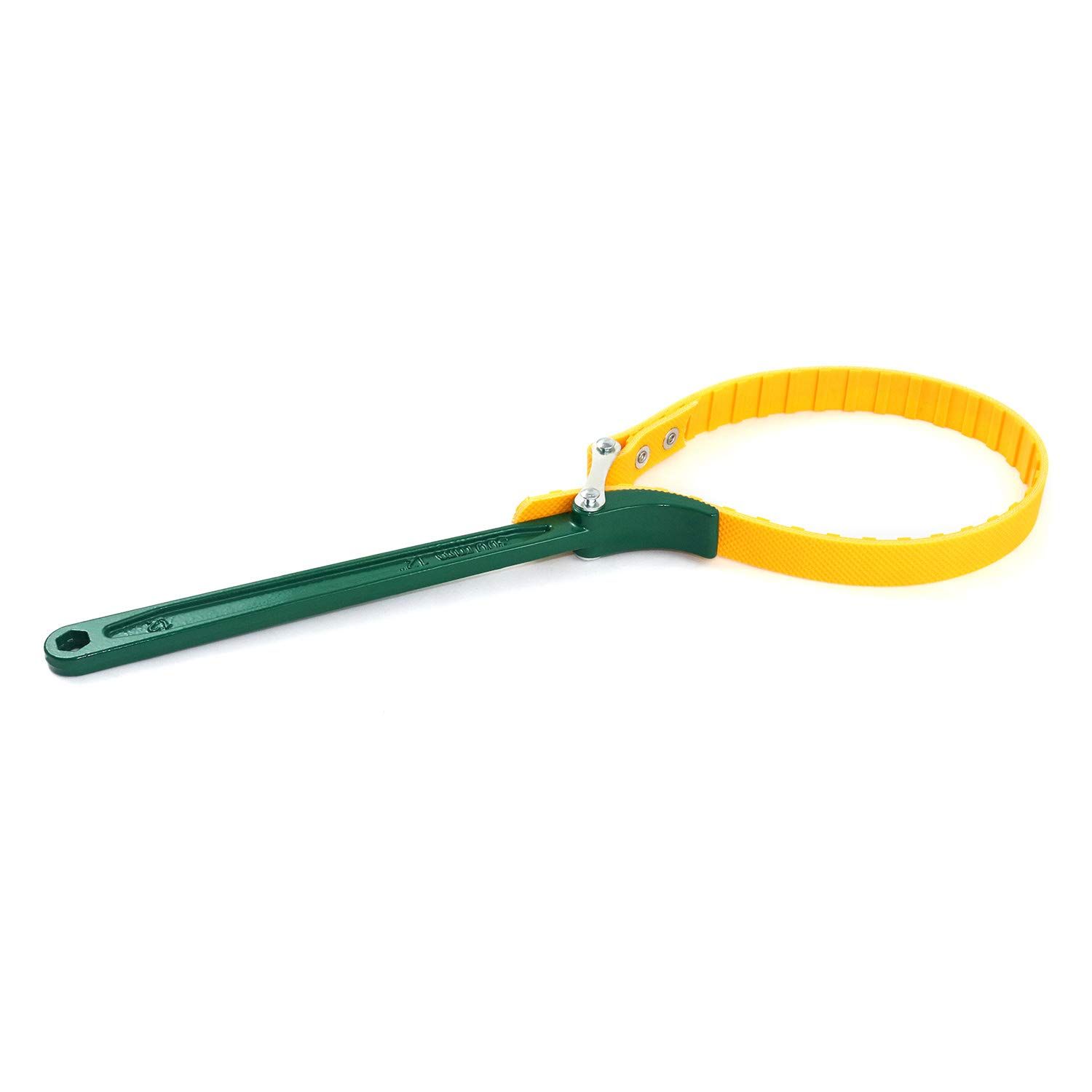 Strap Wrench 12 Inches, Water Filter Wrench Steel Handle Adjustable Strap Wrench for Replacing Water Filter, Pipe Joints, Oil Filter, Swimming Pool Connection (Green Handle, Yellow Strap) - Image 4
