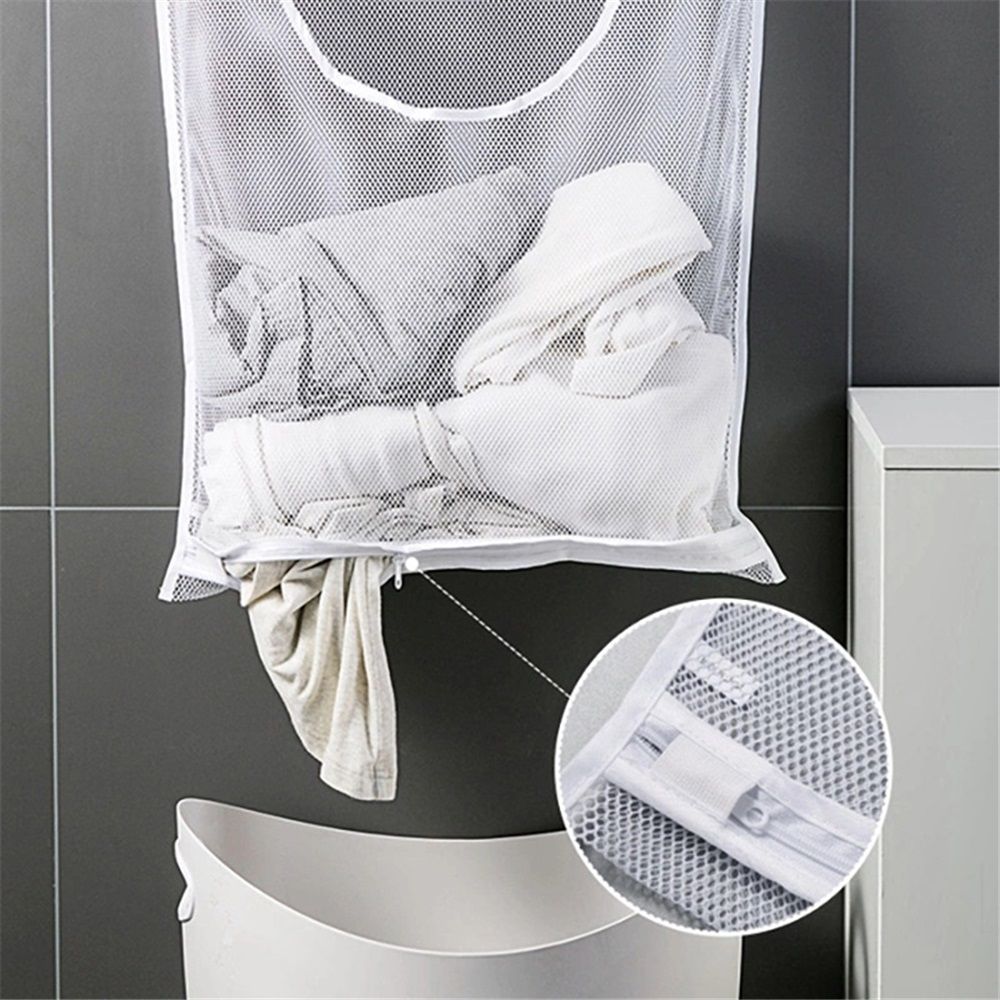 2 pack Hanging Laundry Hamper Bag, Portable Laundry Bag, 29 x 19 Inch Large Foldable Wall Hanging Laundry Basket with 2*2 Adhesive Hooks for Dirty Clothes Organization and Storage - Image 5