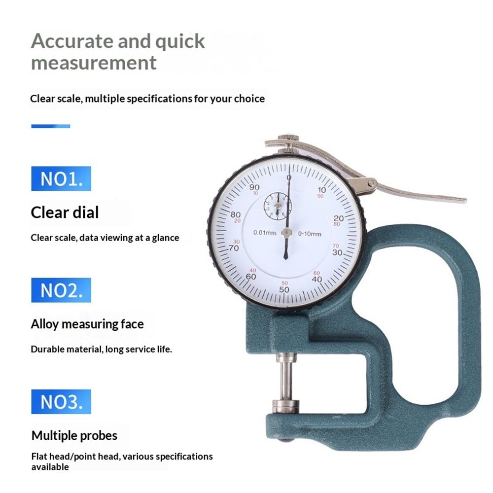 Dial Thickness Gauge, 0-10mm x 30mm / 1.18-inch Flat Head Thickness, Precision Round Dial, Indicator, Measuring Tool for Paper Leather Cloth Paper, Film, Wire 1 Pcss - Image 2