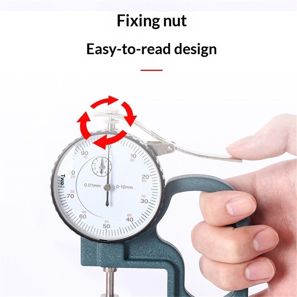 Dial Thickness Gauge, 0-10mm x 30mm / 1.18-inch Flat Head Thickness, Precision Round Dial, Indicator, Measuring Tool for Paper Leather Cloth Paper, Film, Wire 1 Pcss - Image 3