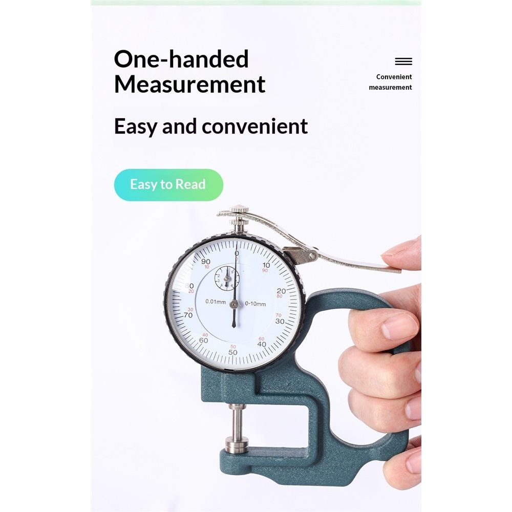 Dial Thickness Gauge, 0-10mm x 30mm / 1.18-inch Flat Head Thickness, Precision Round Dial, Indicator, Measuring Tool for Paper Leather Cloth Paper, Film, Wire 1 Pcss - Image 4