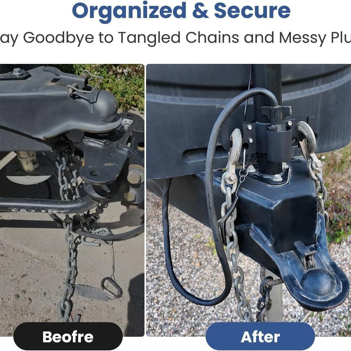 Upgraded Trailer Towing Organizer, 7 Way Plug Heavy Duty Trailer Chain Wire Harness Holder, Anti-Rust High Hardness Aluminum Metal RV Accessories - Image 3