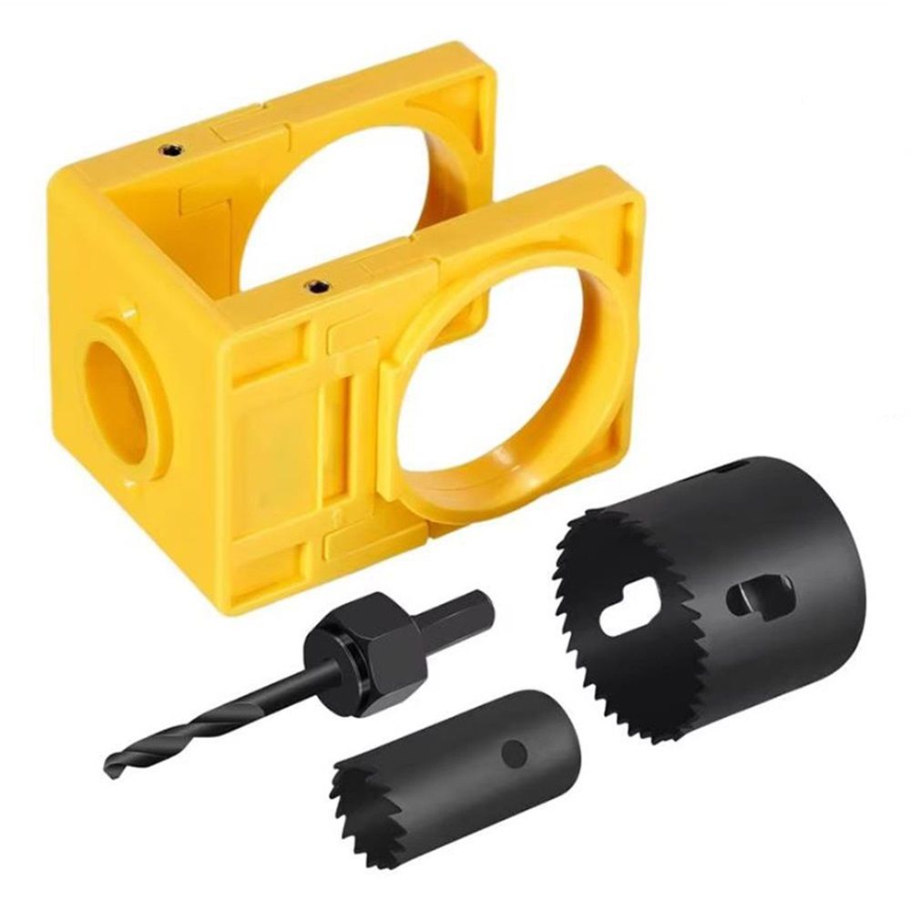 Door Lock Installation Kit, Hole Saw Set with Arbor Positioning Frame Guide Template, Door Lock Hole Cutter for Wood Doors - Image 1