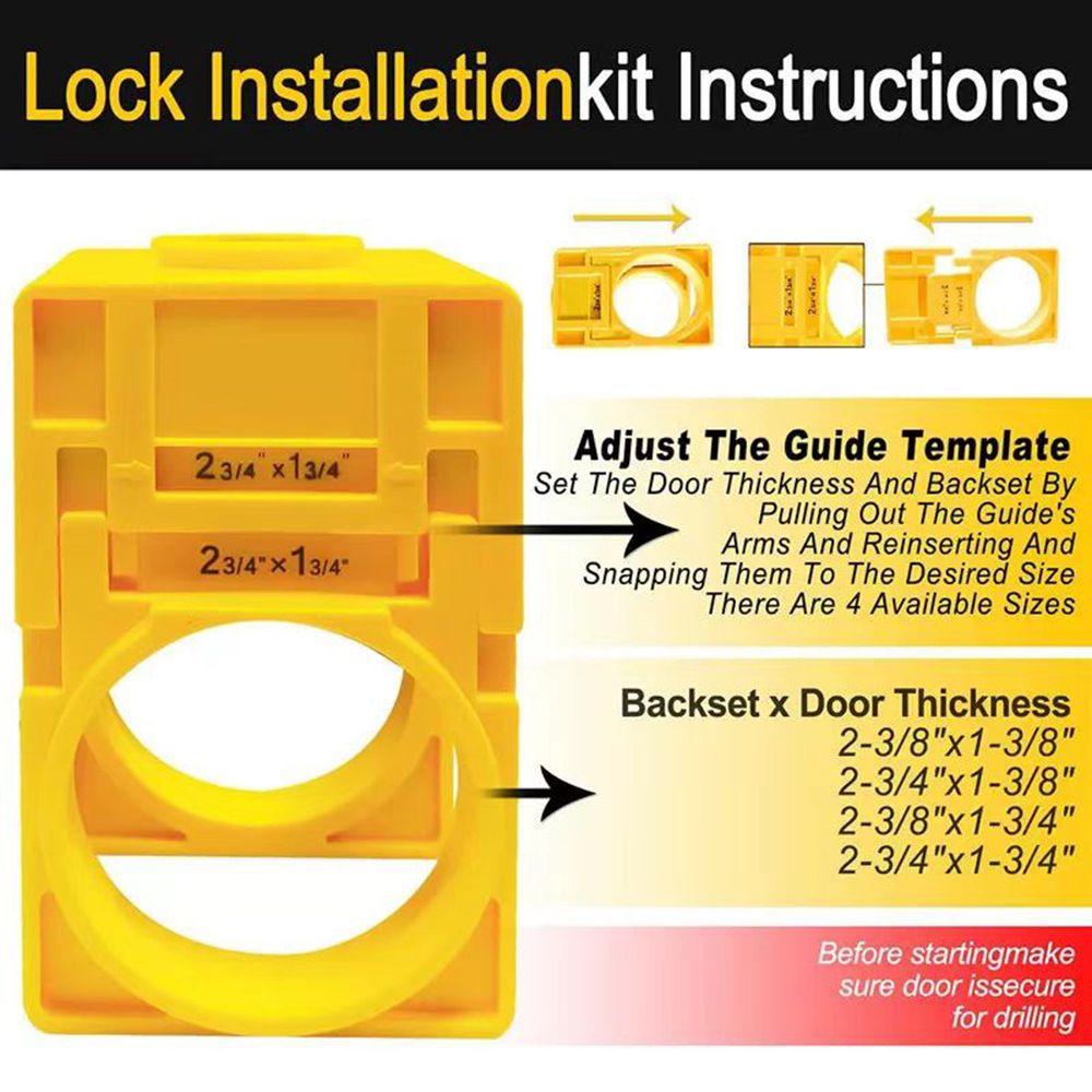 Door Lock Installation Kit, Hole Saw Set with Arbor Positioning Frame Guide Template, Door Lock Hole Cutter for Wood Doors - Image 3