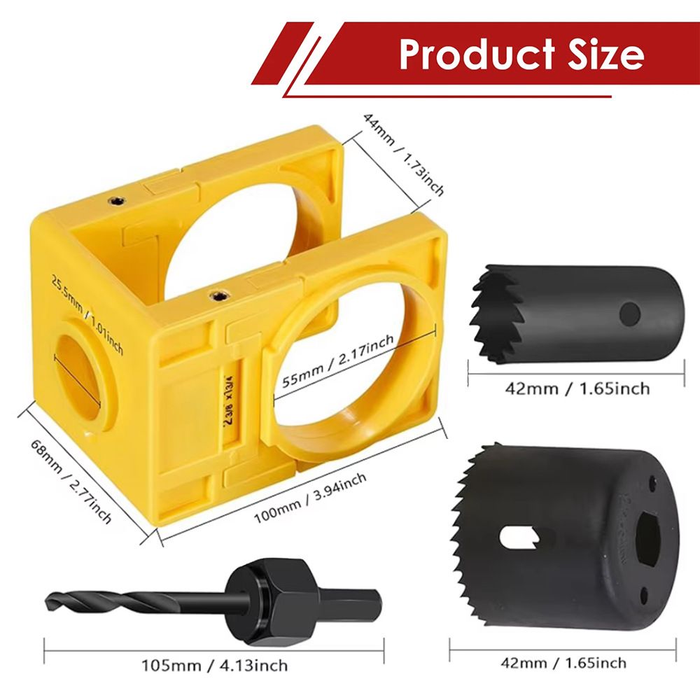 Door Lock Installation Kit, Hole Saw Set with Arbor Positioning Frame Guide Template, Door Lock Hole Cutter for Wood Doors - Image 5